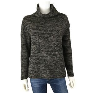 Eileen Fisher Sweater Size M Yak Merino Wool Brown Marl Funnel Neck Boxy Cropped